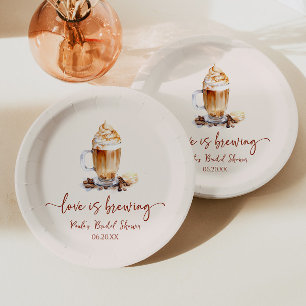 Assiettes En Carton Love Is Brewing grains de café Baby Shower