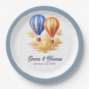 Assiettes En Carton Love Is in the Air Hot Air Balloon Travel Mariage