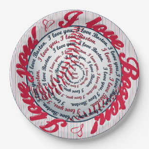 Assiettes En Carton Love U, Love Boston-Baseball Papier Plaques