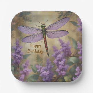Assiettes En Carton Lovely Dragonfly in Garden