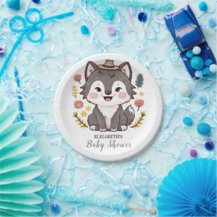 Assiettes En Carton Lovely Dreamy Wolf Baby shower