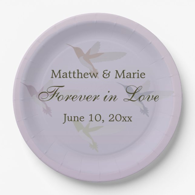 Assiettes En Carton Lovely Hummingbirds Mariage Forever in Loever (Devant)