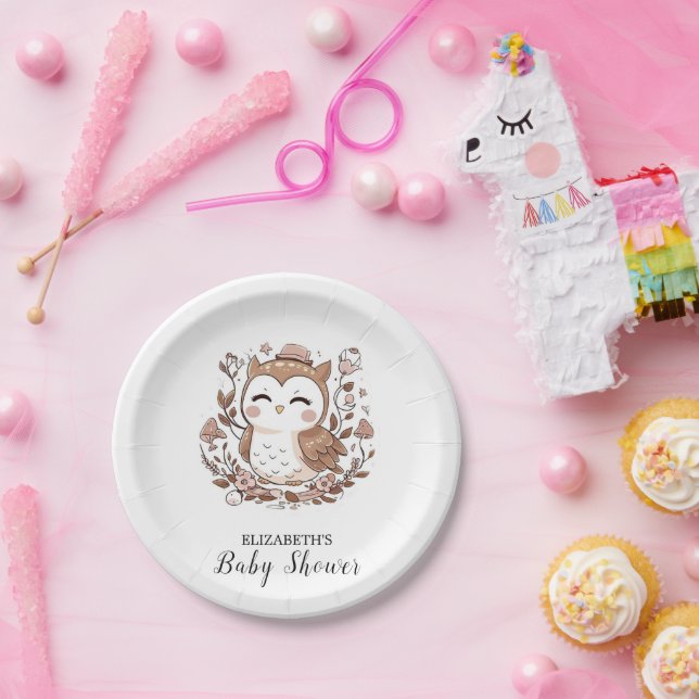 Assiettes En Carton Lovely Mystical Owl Baby shower (Fête)