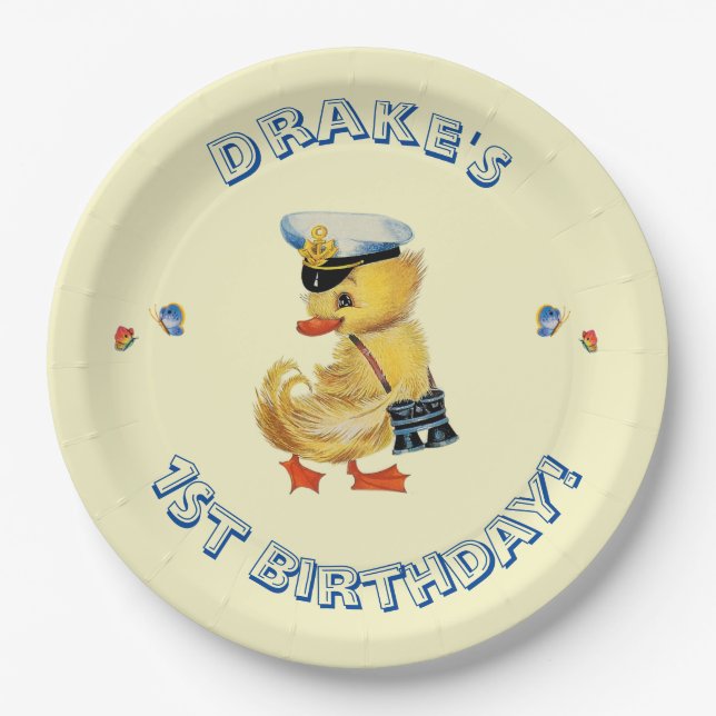 Assiettes En Carton Lucky Canard 1er Anniversaire (Devant)