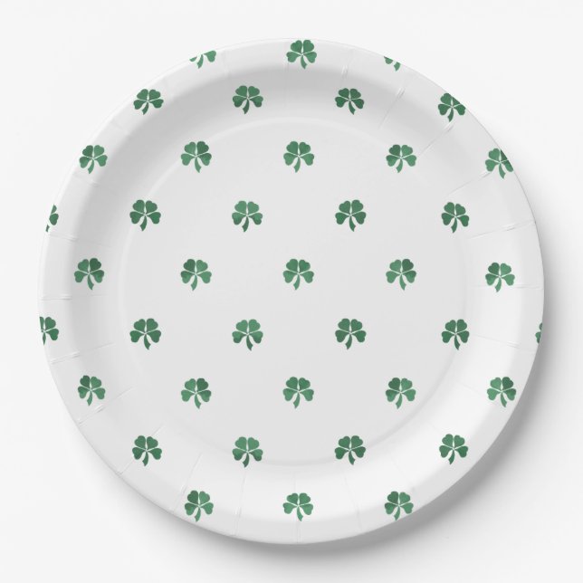 Assiettes En Carton Lucky Four Leaf Clover Mariage Saint Patricks (Devant)