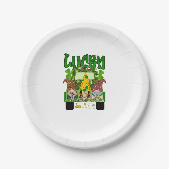 Assiettes En Carton Lucky Gnomes St. Patrick's Day (Devant)
