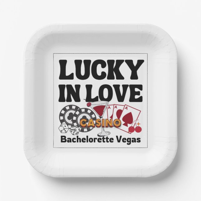 Assiettes En Carton Lucky In Love Vegas Bachelorette (Recto)