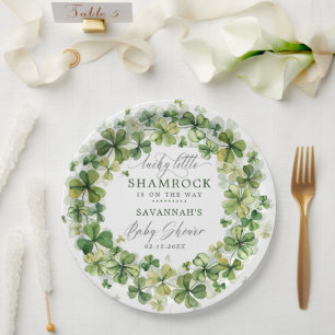 Assiettes En Carton Lucky Little Shamrock Spring Clover Baby shower