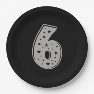 Assiettes En Carton Lucky Numéro 6 Joyeux anniversaire