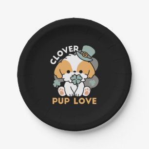 Assiettes En Carton Lucky Pup with Clover - St. Patrick's Day Cadeau