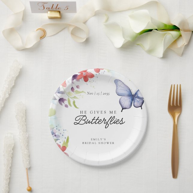 Assiettes En Carton Lui me donne des papillons dans le ventre Enterrem (Mariage)