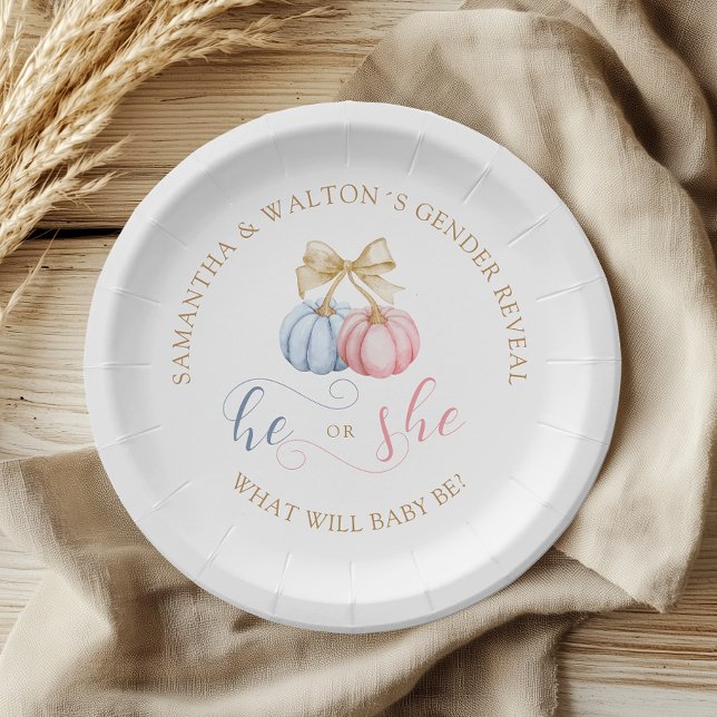 Assiettes En Carton Lui ou elle tombe Citrouille Sexe Plaques de papie (Créateur téléchargé)