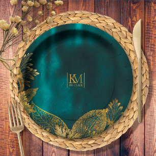 Assiettes En Carton Lumière de la Lune Mariage Emerald Green ID881