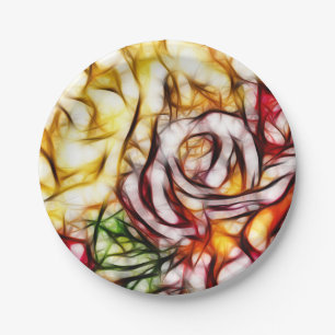 Assiettes En Carton Lumière jaune abstraite rose artistique florale