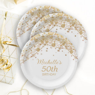 Assiettes En Carton Lumières à scintillement en or blanc pour fête d'a