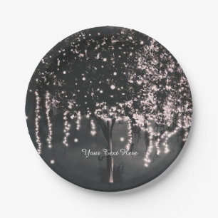 Assiettes En Carton Lumières de l'Arbre Moussu de Nuit Rustique Assiet
