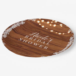 Assiettes En Carton Lumières de mariage rustiques en bois et ficelle p
