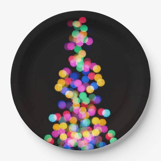 Assiettes En Carton Lumières de Noël floues (Devant)
