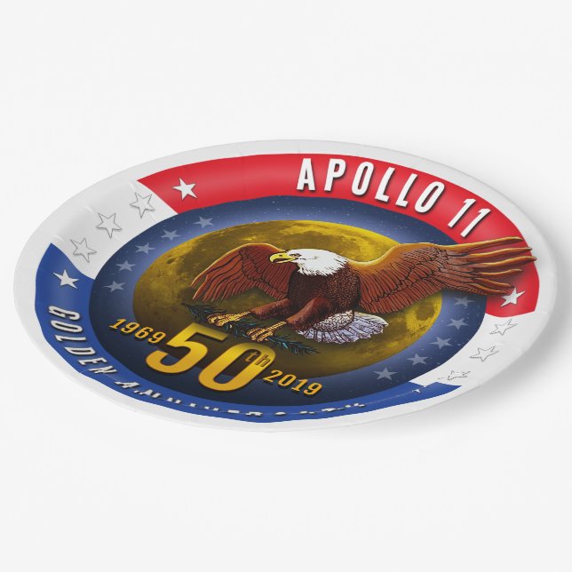 Assiettes En Carton Lune patriotique Eagle de cinquantième (Angle)