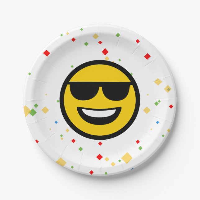 Assiettes En Carton Lunettes de soleil cool Emoji (Devant)