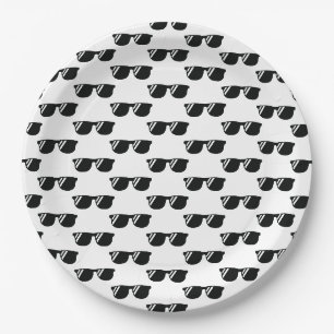 Assiettes En Carton Lunettes de soleil Motif noir blanc Cool Grad Amus