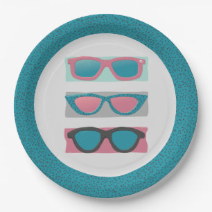 Assiettes En Carton Lunettes de soleil Trio rose