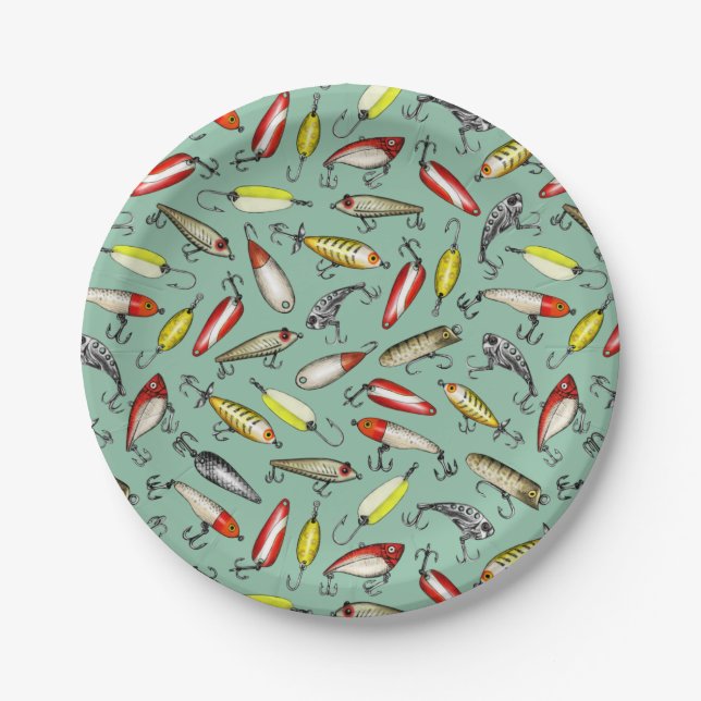 Assiettes En Carton Lures de pêche (Devant)