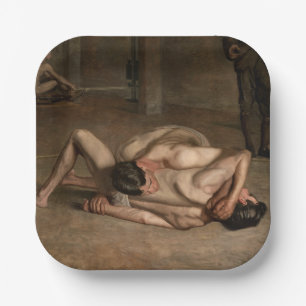Assiettes En Carton Lutteurs (par Thomas Eakins)