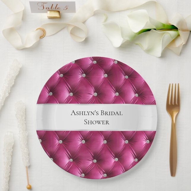 Assiettes En Carton Luxe Glam Rose Faux Velvet (Mariage)