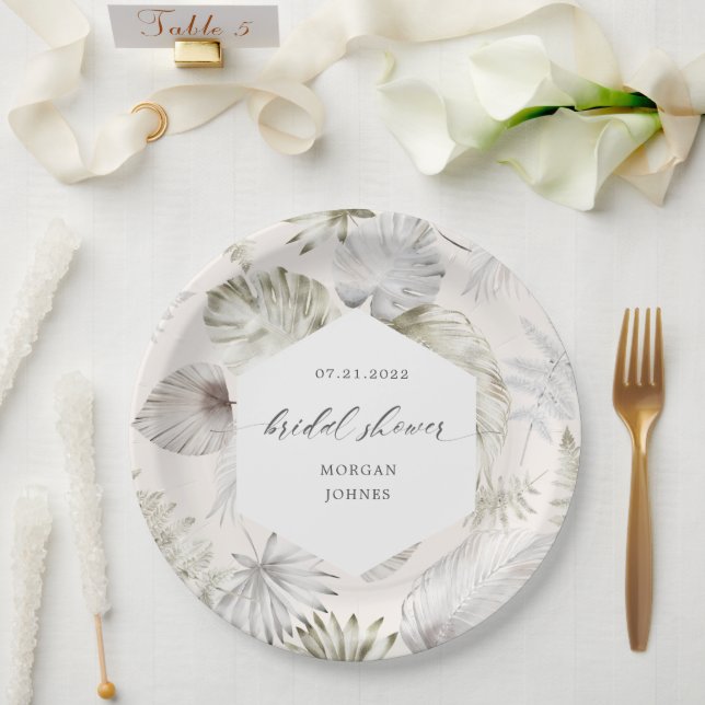 Assiettes En Carton Luxuriante Fête des mariées Tropical Foliage (Mariage)