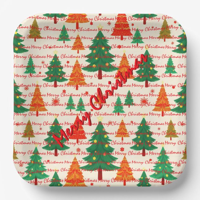 Assiettes En Carton Luxury Christmas Christmas Trees Festive (Recto)