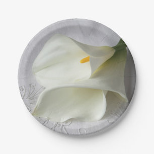 Assiettes En Carton Lys calla blanc sur lin