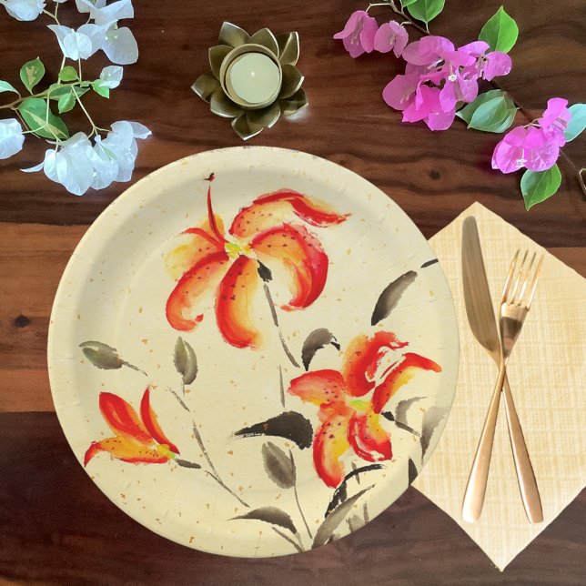 Assiettes En Carton Lys de tigre - rouge (Créateur téléchargé)
