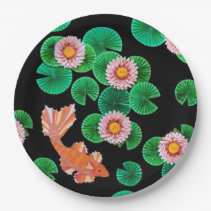 Assiettes En Carton Lys d'eau et plaques de papier de poisson de Koi