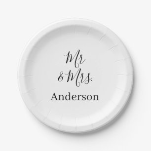 Assiettes En Carton M. et Mme ajoutent le nom de famille date année ca