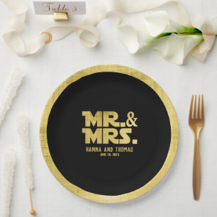 Assiettes En Carton M. et Mme Black Gold Sci Fi Mariage à thème