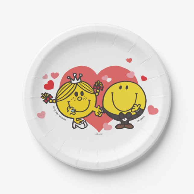 Assiettes En Carton M. Men Little Miss Mariage Heureux Sunshine (Devant)