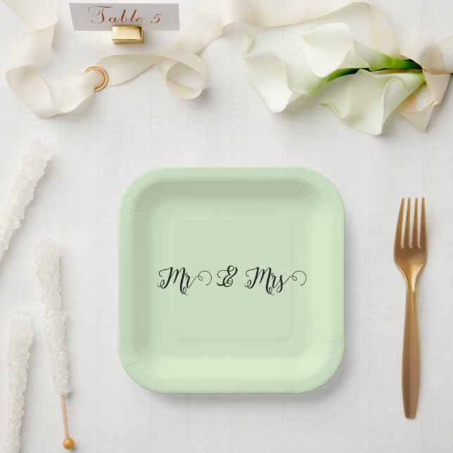 Assiettes En Carton M. & Mme Green (Mariage)