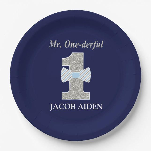 Assiettes En Carton M. ONEderful Custom Paper Plates 9" (Devant)