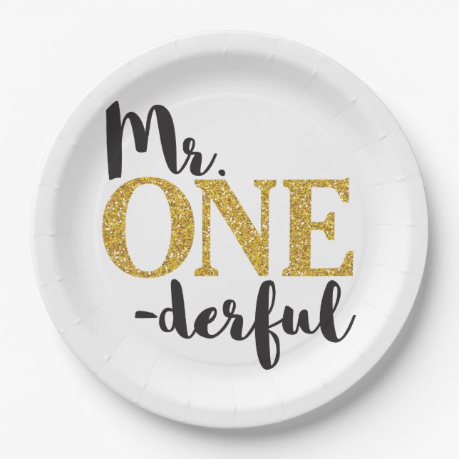 Assiettes En Carton M. ONEderful Paper Plates 9" (Devant)