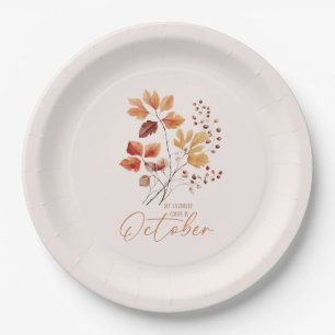 Assiettes En Carton Ma Couleur Préférée Est Octobre - Feuilles D'Autom