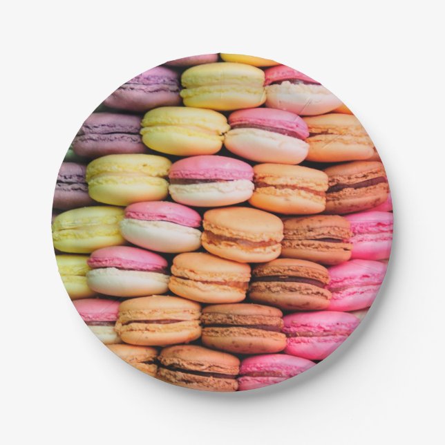 Assiettes En Carton Macarons colorés (Devant)
