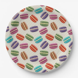 Assiettes En Carton Macarons colorés mignons Motif avec Pois