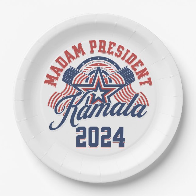 Assiettes En Carton Madame la Présidente Kamala Harris 2024 (Devant)