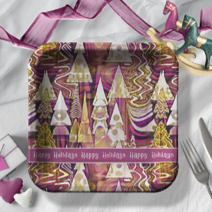 Assiettes En Carton Magenta Gold Noël Joyeux Motif#25 ID1009