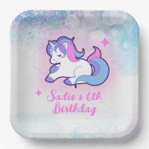 Assiettes En Carton Magic rose violet Parties scintillant Unicorn N'im