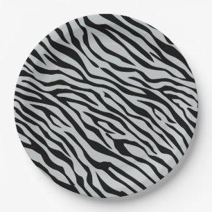 Assiettes En Carton Magic Zebra Stripes Click to Customize Grey Color