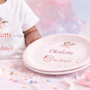 Assiettes En Carton Magical Fairy One-derful Blush Girls 1er Anniversa