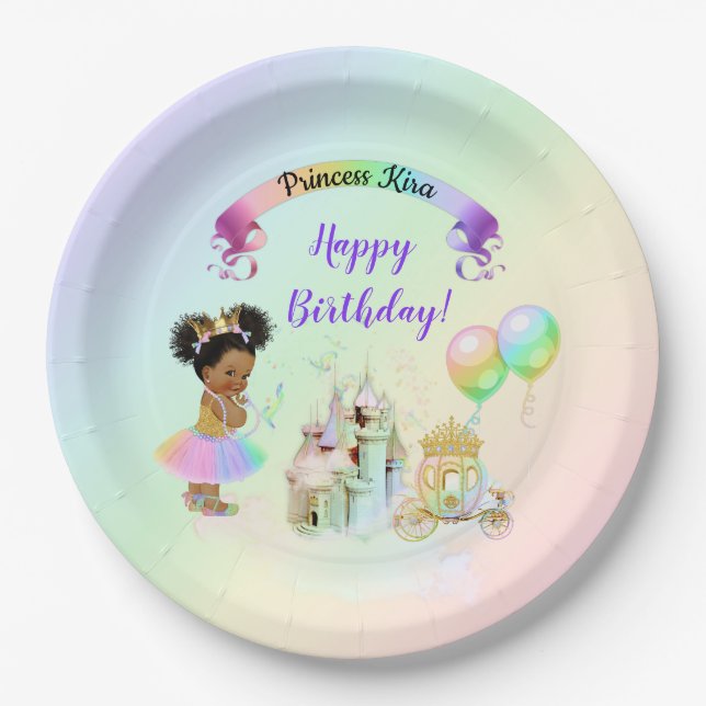 Assiettes En Carton Magical Rainbow Princess Castle Carriage (Devant)