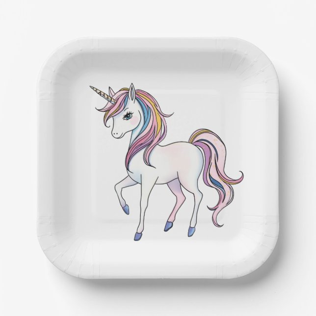 Assiettes En Carton Magical Unicorn Dreams - Whimsical Imaginaire Desi (Recto)